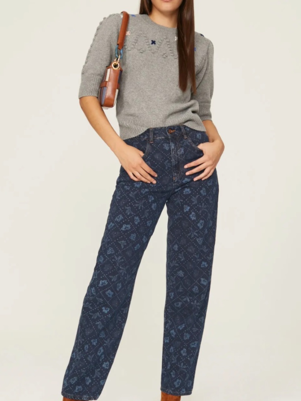 See by‎ Chloe Stevie Jeans Size 25 Floral Mid-Rise Straight Leg Denim (R)